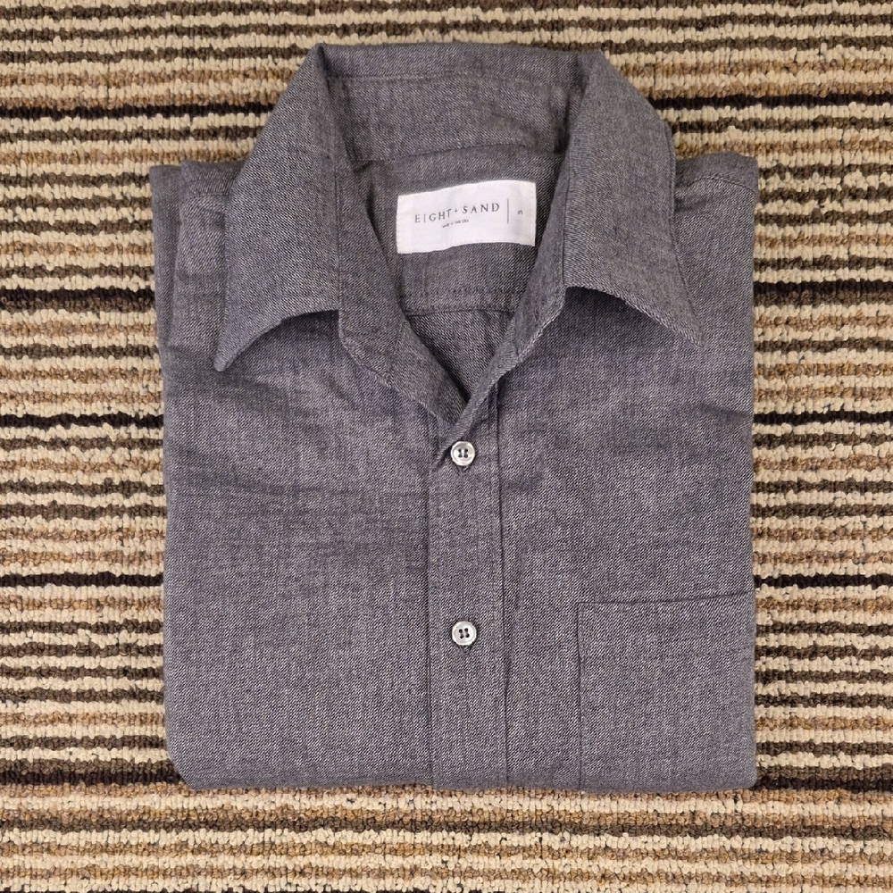 EIGHT + SAND Dark Grey Weave Organic Cotton Small‎ Womens Long Sleeve Shirt Top